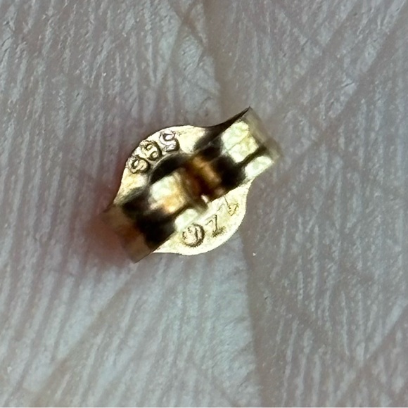 14k Gold Teardrop Dangle and Pink Stone Earrings - Picture 6 of 7